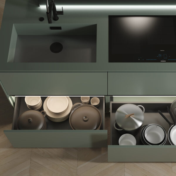 Emuca Tiroir extérieur Vertex avec réglages 3D hauteur 131mm, 60kg, profondeur 500mm, acier, Gris antracite – Image 3