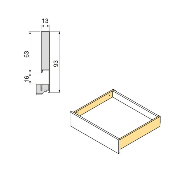 Emuca Tiroir extérieur Vertex Push Synchro avec réglages 3D, hauteur 93mm, 40kg, profondeur 500mm, Acier, Gris antracite – Image 7