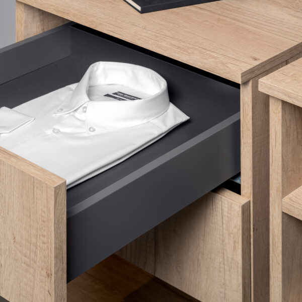 Emuca Tiroir extérieur Vertex Push Synchro avec réglages 3D, hauteur 93mm, 40kg, profondeur 500mm, Acier, Gris antracite – Image 3