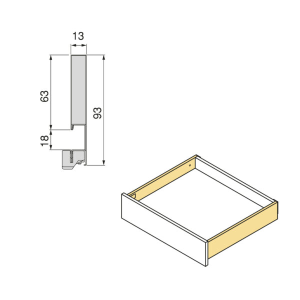 Emuca Tiroir extérieur Vertex avec réglages 3D hauteur 93mm, 40kg, épaisseur de panneau de 18mm, profondeur 450mm, Acier, Gris antracite – Image 8