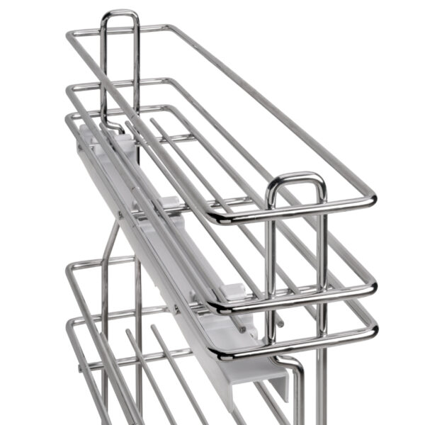 Emuca porte-bouteilles extractible SupraMax avec fermeture à amortie, gauche, 3 plateaux, module 150mm, Acier, Chromé – Image 3