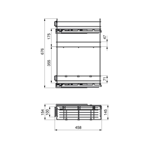 Emuca porte-bouteilles extractible SupraMax avec fermeture à amortie, gauche, 3 plateaux, module 200mm, Acier, Chromé – Image 6