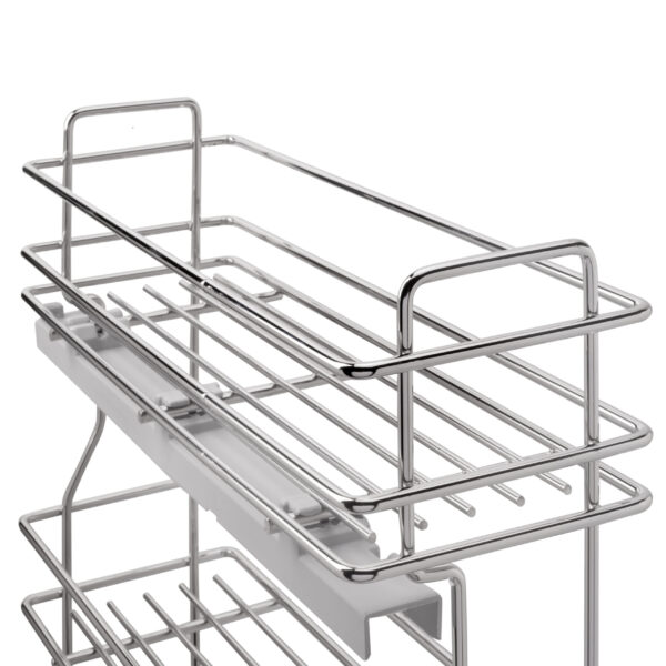 Emuca porte-bouteilles extractible SupraMax avec fermeture à amortie, gauche, 3 plateaux, module 200mm, Acier, Chromé – Image 3