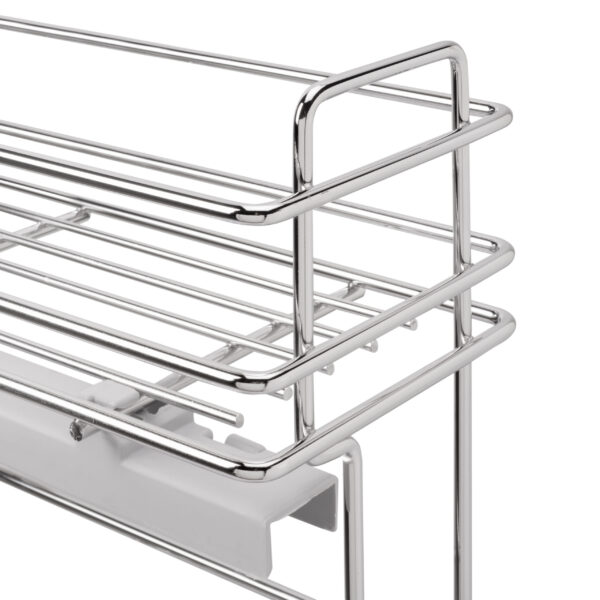 Emuca porte-bouteilles extractible SupraMax avec fermeture à amortie, gauche, 3 plateaux, module 200mm, Acier, Chromé – Image 4