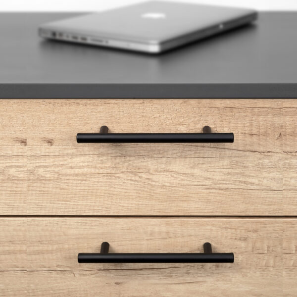 Emuca Lot de 10 poignées pour meubles Orlando, L210mm, entraxe 160mm, Acier, Peint en noir – Image 5
