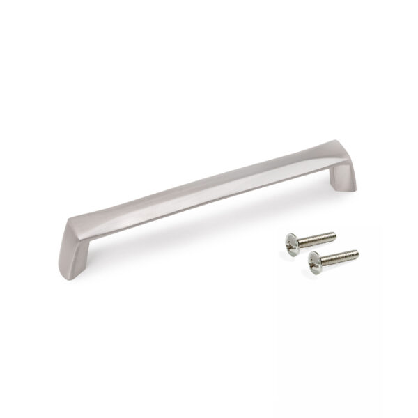 Emuca Lot de 10 poignées pour meubles Canton, L142mm, entraxe 128mm, Zamak, Nickel satiné – Image 6
