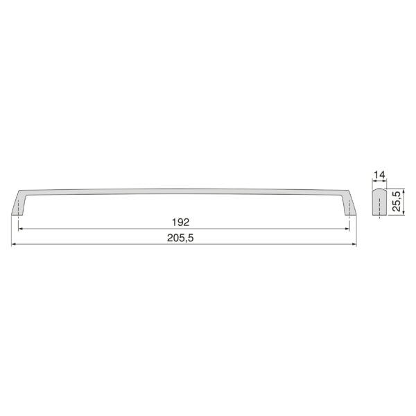 Emuca Lot de 10 poignées pour meubles Canton, L206mm, entraxe 192mm, Zamak, Nickel satiné – Image 6