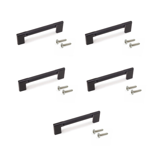 Emuca Lot de 5 poignées pour meubles Sofia, L157mm, entraxe 128mm, Aluminium , Peint en noir