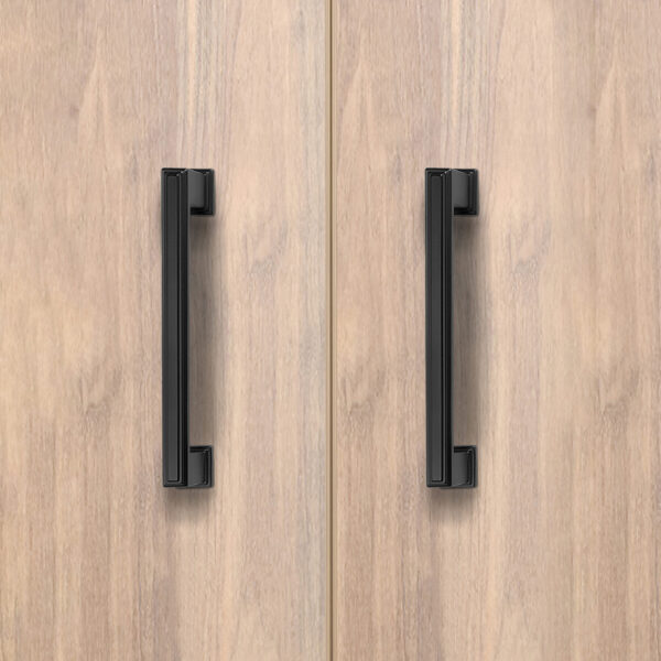 Emuca Lot de 5 poignées pour meubles Tanger, L147.5mm, entraxe 128mm, Zamak , Peint en noir – Image 4