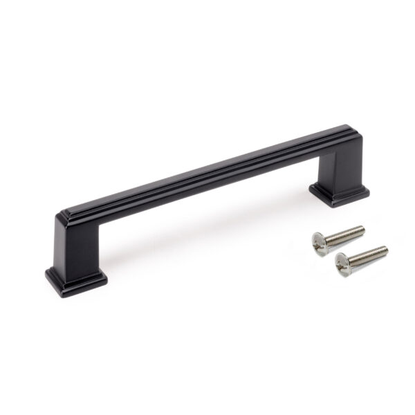 Emuca Lot de 5 poignées pour meubles Tanger, L147.5mm, entraxe 128mm, Zamak , Peint en noir – Image 5