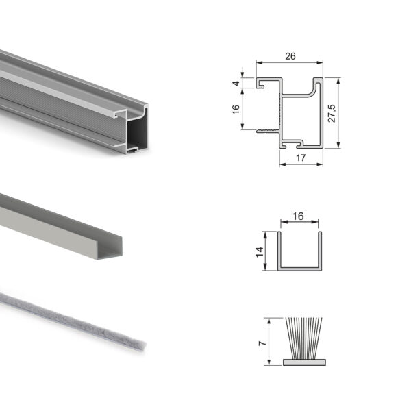 Emuca Kit de quincaillerie pour armoire à 2 portes coulissantes avec fermeture souple Placard 74, Modèle de poignée Sharp, épaisseur 16mm, panneaux non inclus, Anodisé mat – Image 6