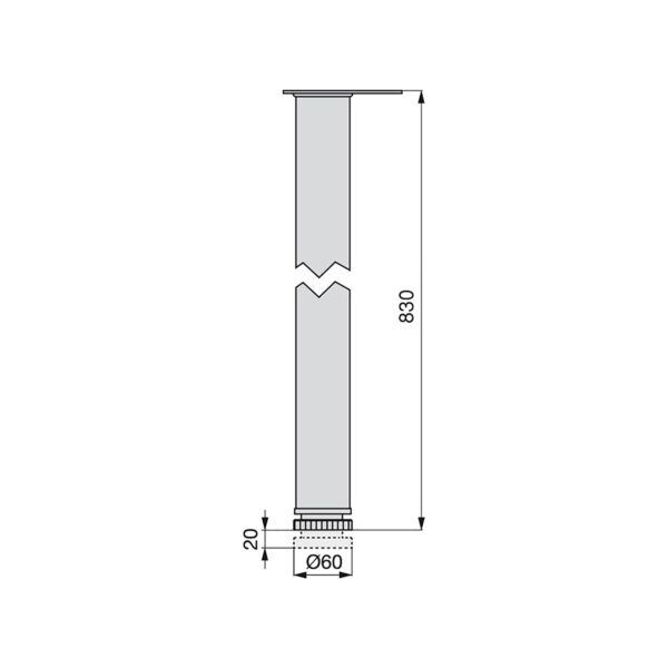 Emuca Lot de 4 pieds de table, diamètre 60mm, H 830mm, Acier, Peint en noir – Image 13