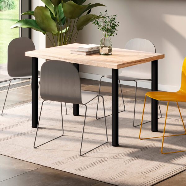 Emuca Lot de 4 pieds de table, diamètre 60mm, H 830mm, Acier, Peint en noir – Image 4