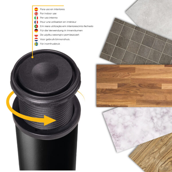 Emuca Lot de 4 pieds de table, diamètre 60mm, H 830mm, Acier, Peint en noir – Image 10