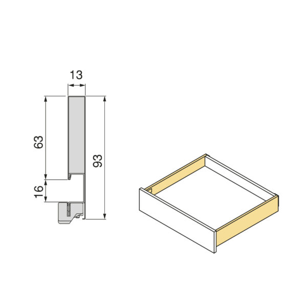 Emuca Tiroir extérieur Protone 30kg , coulisses à sortie totale et fermeture amortie, hauteur 93mm, profondeur 500mm, Acier, Peint en blanc – Image 8