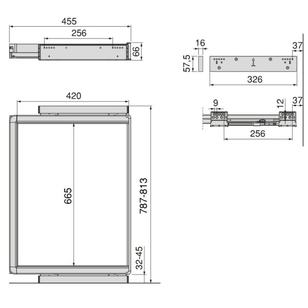 Emuca Rack avec glissières à extension totale et à fermeture douce pour accessoires d'armoire Quartz, 787-813mm, Aluminium et plastique, Titane – Image 21