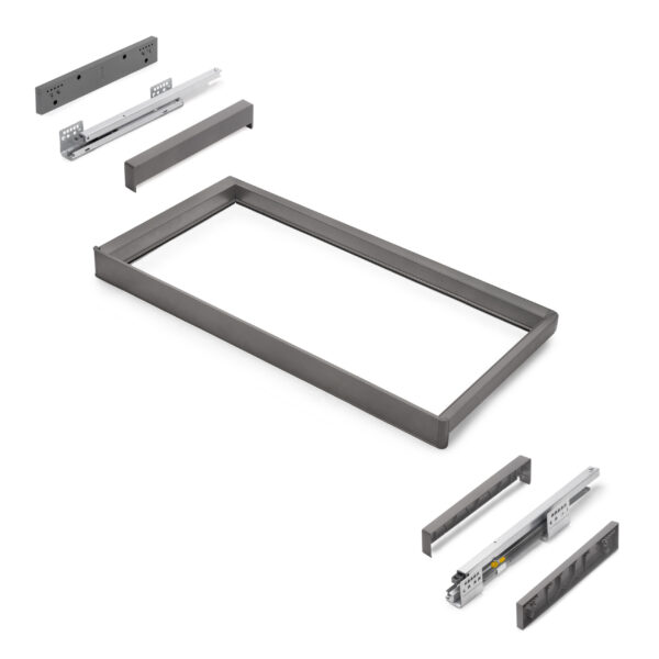 Emuca Rack avec glissières à extension totale et à fermeture douce pour accessoires d'armoire Quartz, 812-838mm, Aluminium et plastique, Titane
