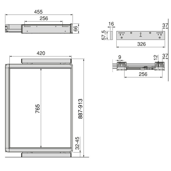 Emuca Rack avec glissières à extension totale et à fermeture douce pour accessoires d'armoire Quartz, 887-913mm, Aluminium et plastique, Titane – Image 21