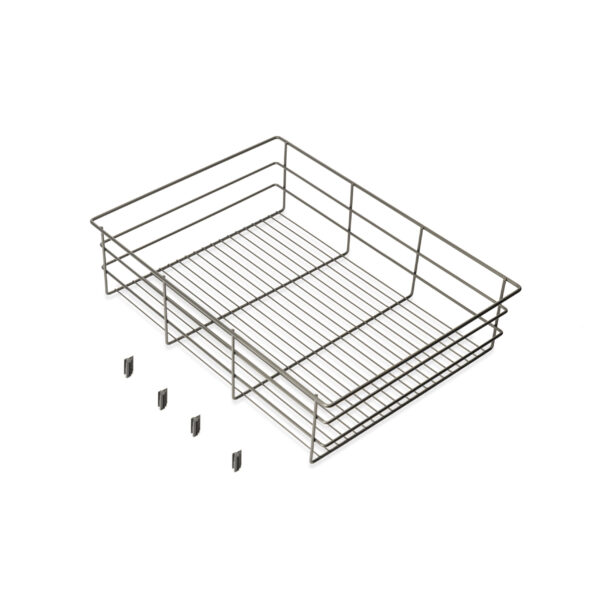 Emuca Tiroir en fil métallique pour armoires et dressings Quartz, 540mm (M70), Acier, Titane