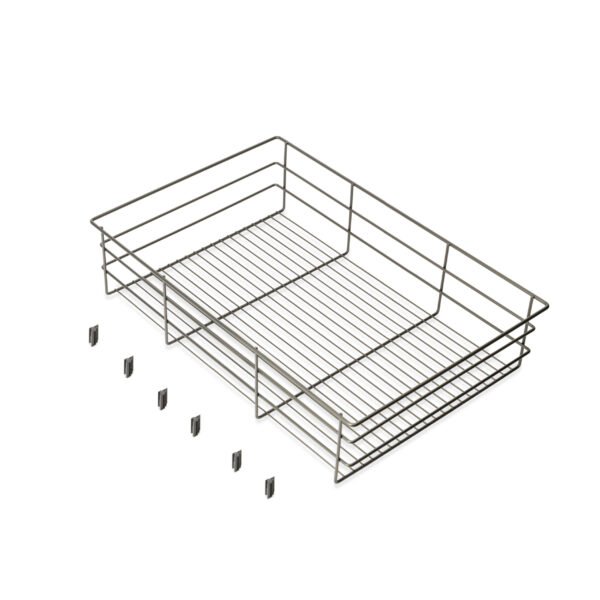 Emuca Tiroir en fil métallique pour armoires et dressings Quartz, 640mm (M80), Acier, Titane