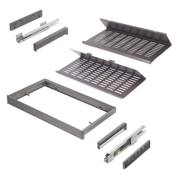 Emuca Kit de range-chaussures extractible pour armoires Quartz, réglable, module 700mm, Acier, aluminium et plastique, Titane