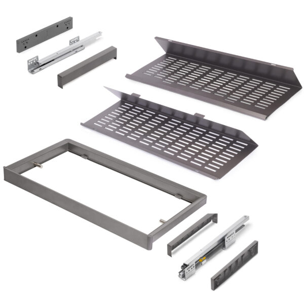 Emuca Kit de range-chaussures extractible pour armoires Quartz, réglable, module 900mm, Acier, aluminium et plastique, Titane