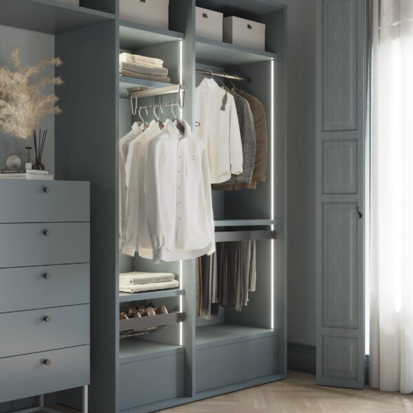 Emuca Rack avec glissières à extension totale et à fermeture douce pour accessoires d'armoire Quartz, 562-588mm, Aluminium et plastique, Titane – Image 6