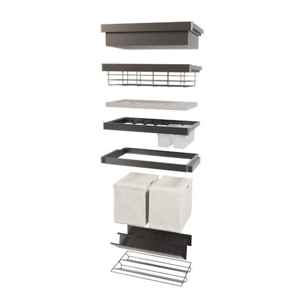 Emuca Rack avec glissières à extension totale et à fermeture douce pour accessoires d'armoire Quartz, 562-588mm, Aluminium et plastique, Titane – Image 9