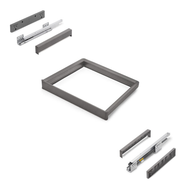 Emuca Rack avec glissières à extension totale et à fermeture douce pour accessoires d'armoire Quartz, 562-588mm, Aluminium et plastique, Titane