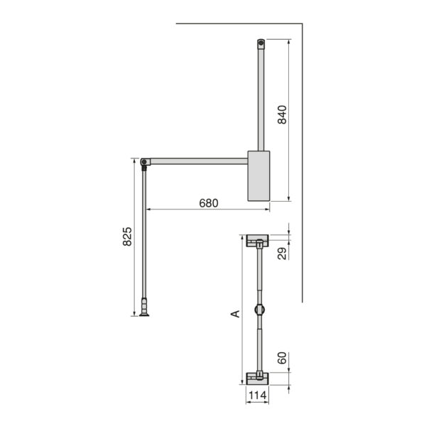 Emuca Penderie rabattable pour armoire Sway, 600 - 830mm, Acier, Aluminium et Plastique, Peint en titane – Image 7