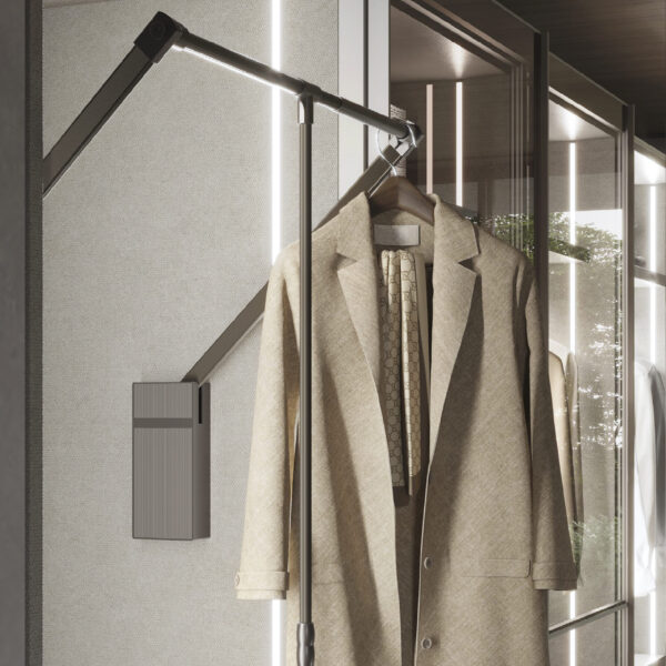 Emuca Penderie rabattable pour armoire Sway, 600 - 830mm, Acier, Aluminium et Plastique, Peint en titane – Image 2