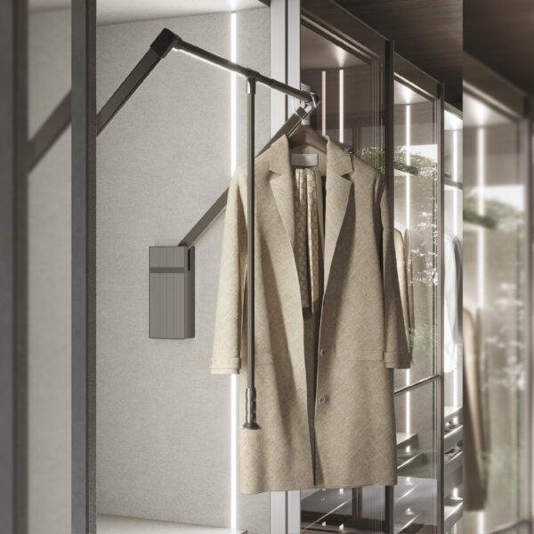 Emuca Penderie rabattable pour armoire Sway, 600 - 830mm, Acier, Aluminium et Plastique, Peint en titane – Image 3