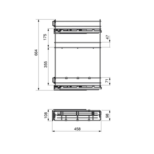 Emuca porte-bouteilles extractible TitaneMax avec fermeture à amortie, gauche, 3 plateaux, module 150mm, Acier, Gris Anthracite – Image 6