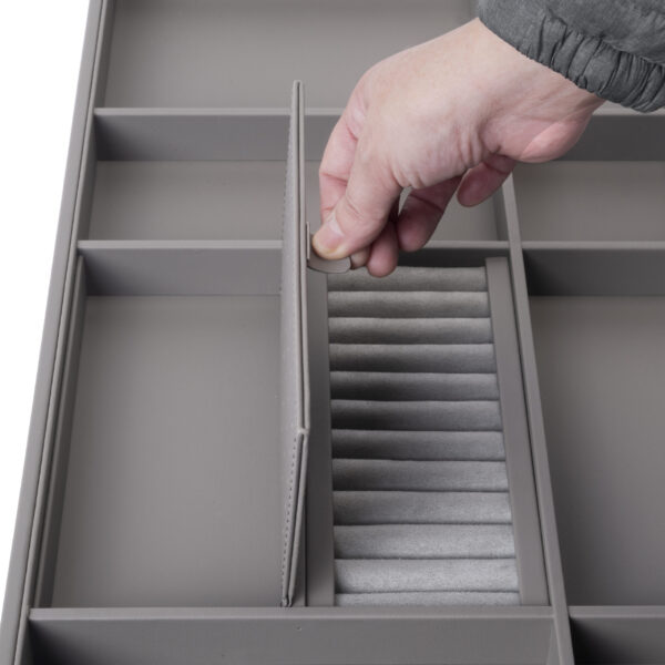 Emuca Tiroir organisateur pour placards et commodes Quartz, 440 (M60), Eco-pelle et bois, Titane – Image 5