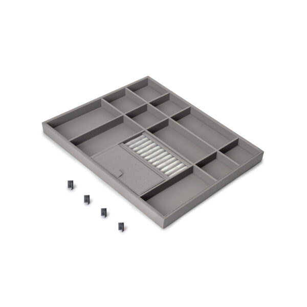 Emuca Tiroir organisateur pour placards et commodes Quartz, 540 (M70), Eco-pelle et bois, Titane