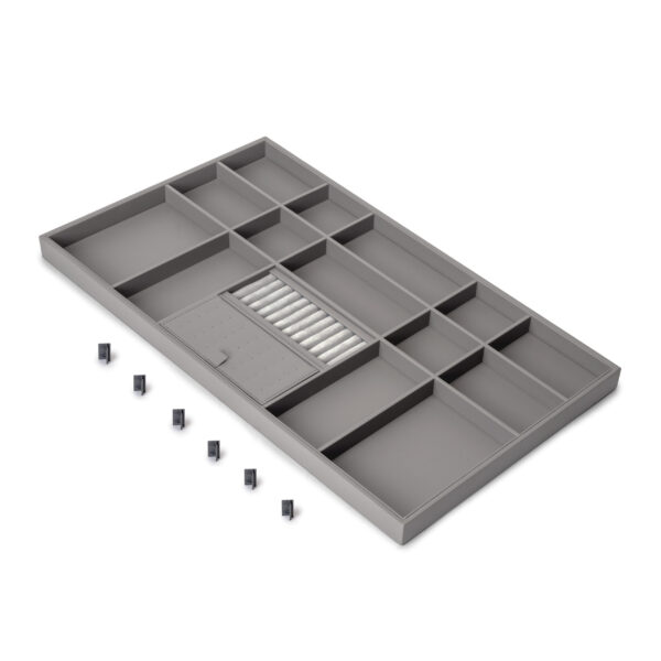 Emuca Tiroir organisateur pour placards et commodes Quartz, 740 (M90), Eco-pelle et bois, Titane