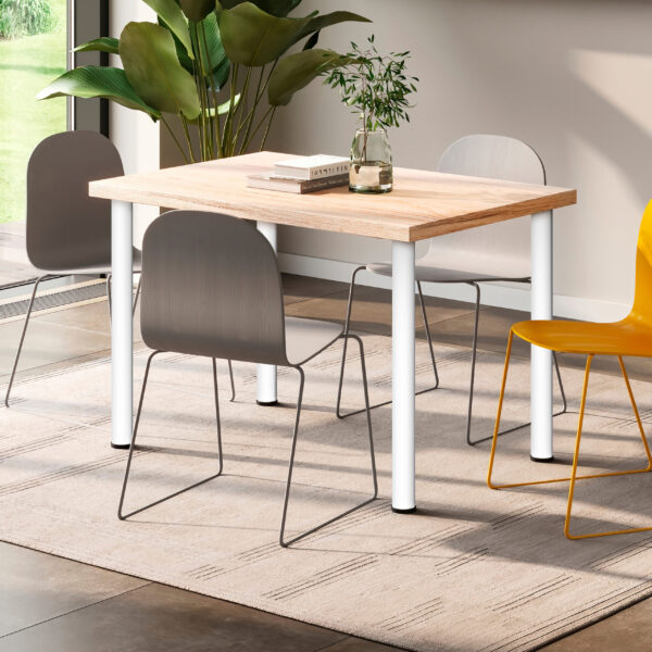 Emuca Lot de 4 pieds de table, diamètre 60mm, H 830mm, Acier, Peint en blanc – Image 2