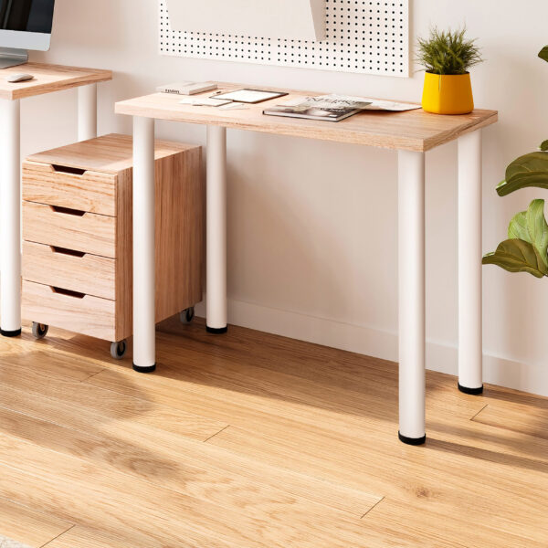 Emuca Lot de 4 pieds de table, diamètre 60mm, H 830mm, Acier, Peint en blanc – Image 4