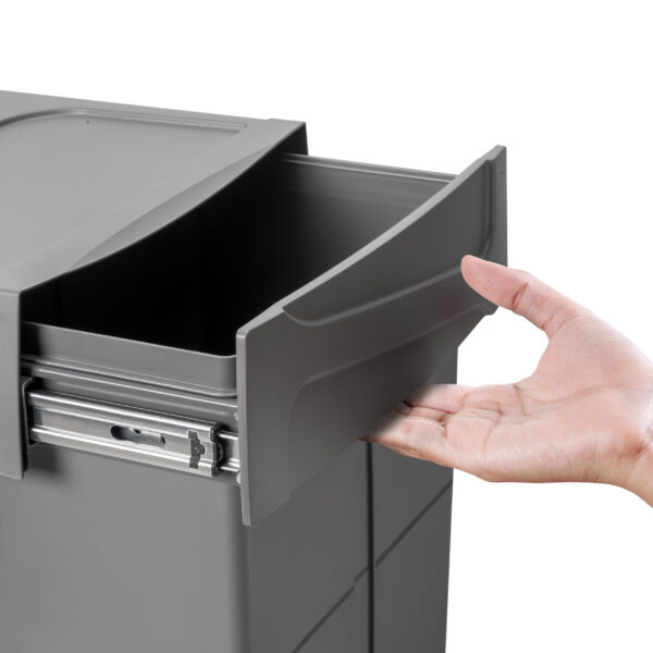 Emuca bac de tri sélectif a montage inférieur et extraction manuelle pour élément de cuisine Recycle, 2x25litres, Plastique gris antracite – Image 7