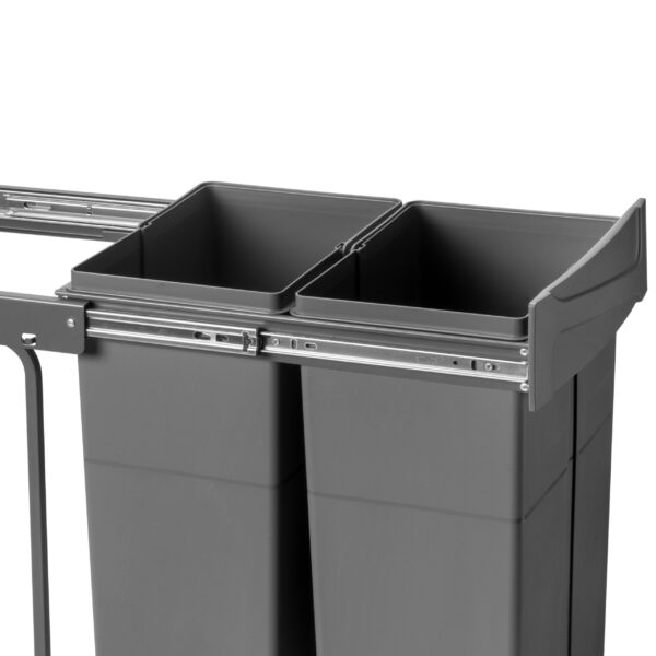 Emuca bac de tri sélectif a montage inférieur et extraction manuelle pour élément de cuisine Recycle, 2x25litres, Plastique gris antracite – Image 11