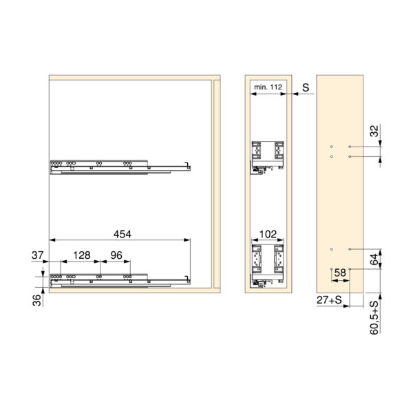 Emuca Porte-bouteilles latéral extractible Titane Simplex avec fermeture amortie, module 150mm, Gris anthracite – Image 4