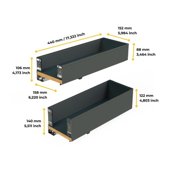 Emuca Porte-bouteilles latéral extractible Titane Simplex avec fermeture amortie, module 200mm, Gris anthracite – Image 4