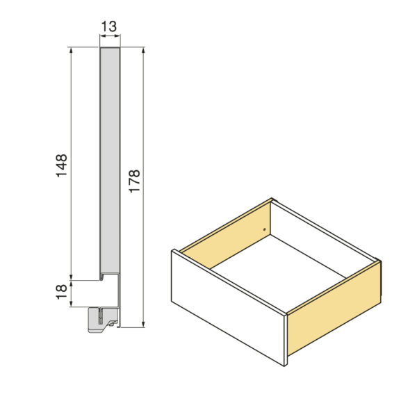 Emuca Tiroir extérieur Vertex avec réglages 3D hauteur 178mm, 40kg, épaisseur de panneau de 18mm, profondeur 500mm, Acier, Gris antracite – Image 7