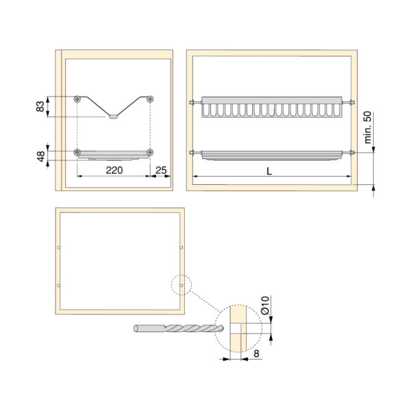 Emuca Égouttoir acier inoxydable Drynox, module 800mm, acier inoxydable – Image 11