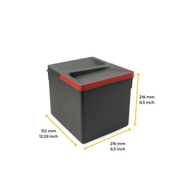 Poubelles pour tiroir de cuisine Recycle avec couvercle anti-odeurs, Hauteur 216mm, 1x12litres, Plastique gris anthracite – Image 9