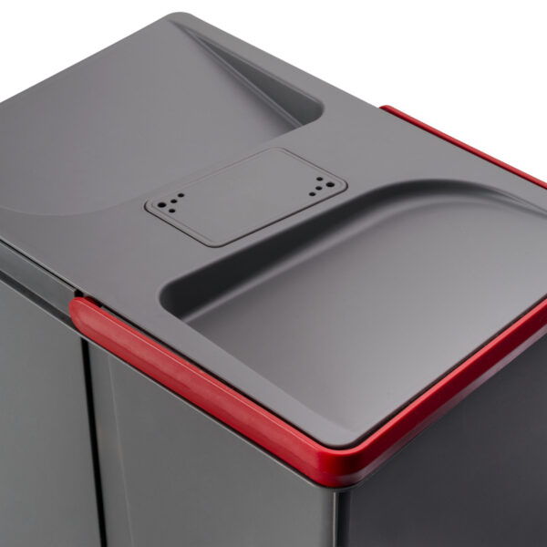 Poubelles pour tiroir de cuisine Recycle avec couvercle anti-odeurs, Hauteur 216mm, 2x12litres, 2x6litres, Plastique gris antracite – Image 2