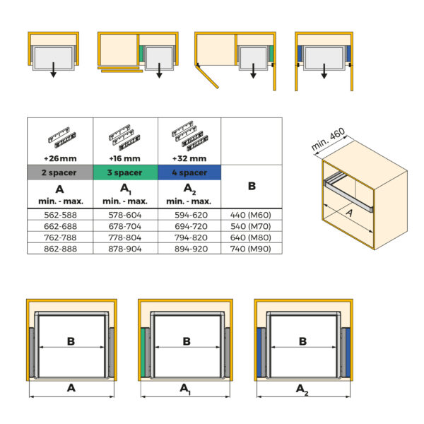 Emuca Ensemble de 2 Entretoise latérale pour le cadre Quartz, Plastique, Titane – Image 11
