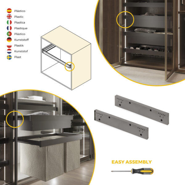 Emuca Ensemble de 2 Entretoise latérale pour le cadre Quartz, Plastique, Titane – Image 7