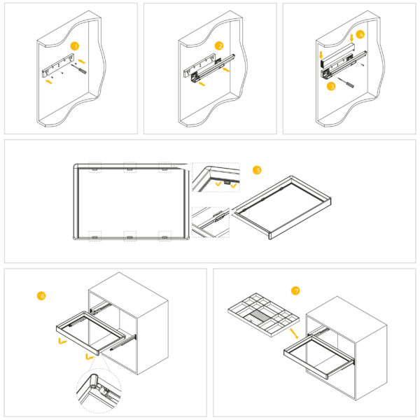 Emuca Kit tiroir organisateur et rack ajustable Quartz pour armoires, glissières extension totale et à fermeture douce, Module 70cm, Finition Titane – Image 13