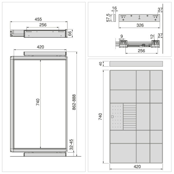 Emuca Kit tiroir organisateur et rack ajustable Quartz pour armoires, glissières extension totale et à fermeture douce, Module 90cm, Finition Titane – Image 12